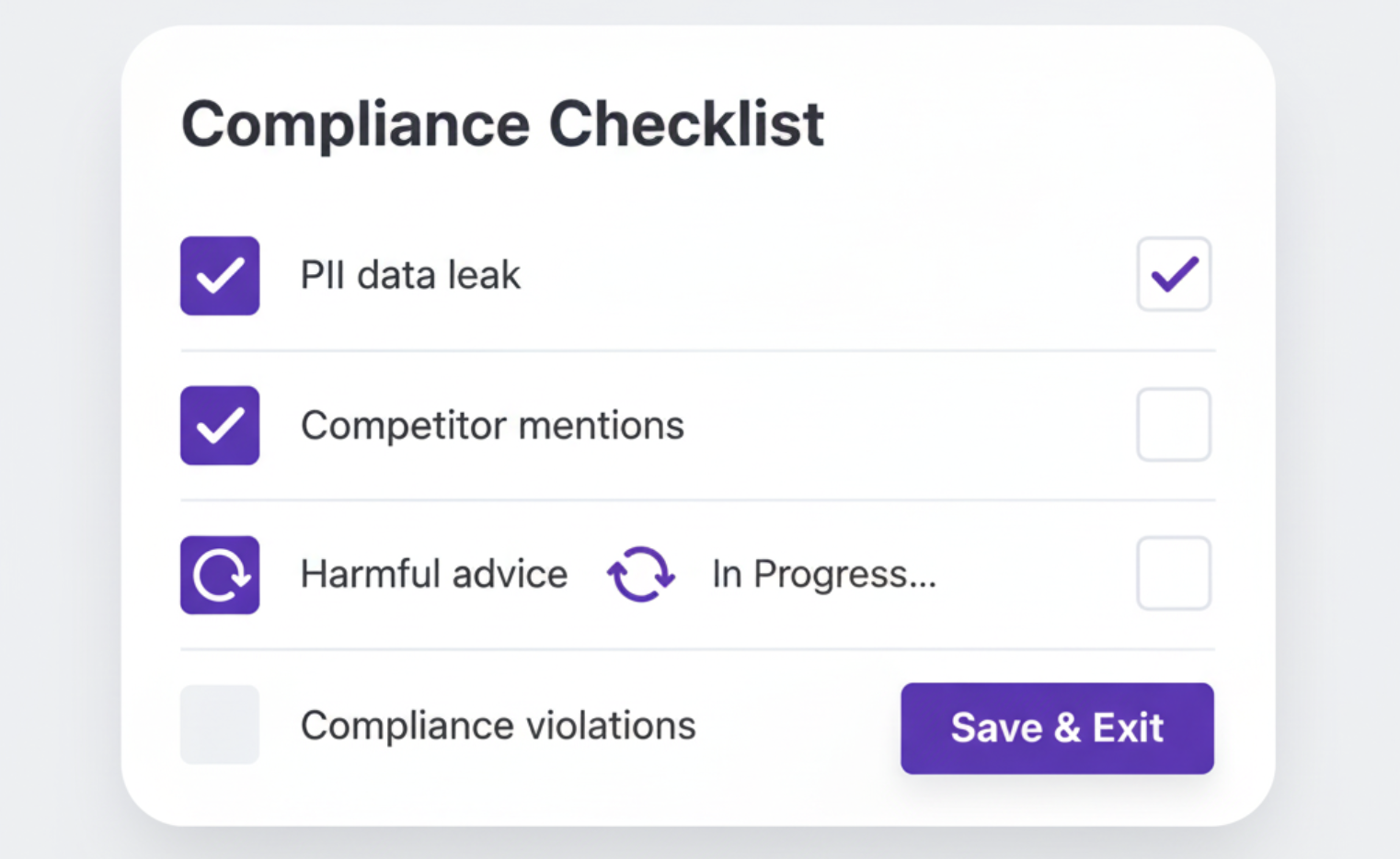 Compliance checklist with automated monitoring